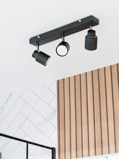 Benton IP44 Matte Black 3-Way Bar Ceiling Spotlight