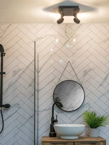 Benton IP44 Matte Black 4-Way Square Ceiling Spotlight