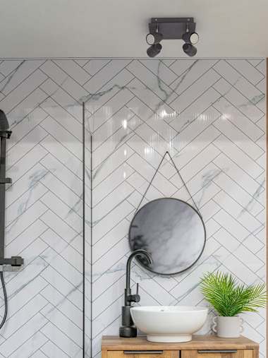 Benton IP44 4-Way Square Ceiling Spotlight in Grey