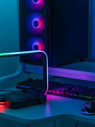 Black 3-in-1 Wireless Charging Pad with Colour Changing Light