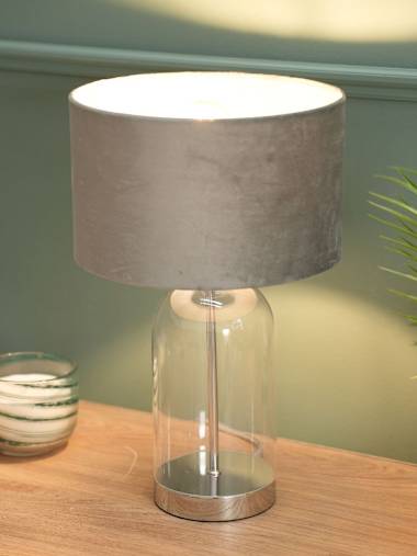 Glass Table Lamp with Chrome Base