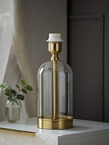 Glass Table Lamp with Gold Base
