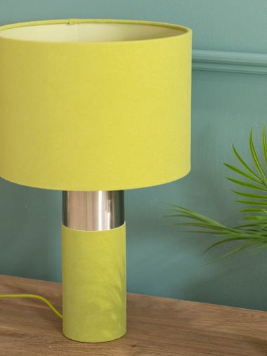 Olive Green Velvet Table Lamp