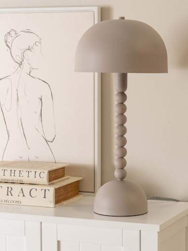 Clement Grey Pebble Abstract Table Lamp with Dome Shade