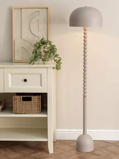 Clement Grey Pebble Abstract Floor Lamp with Dome Shade