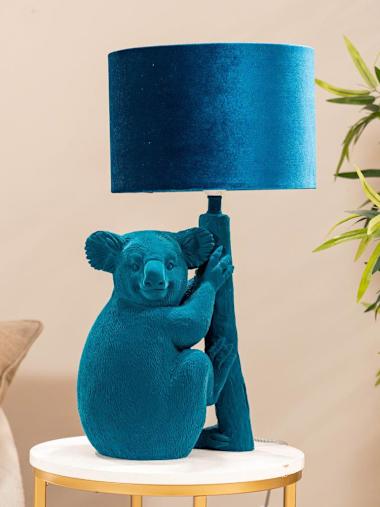 Kevin Keith the Koala Teal Velvet Table Lamp with Velvet Shade