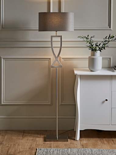 Katniss Chrome Floor Lamp with Grey Shade