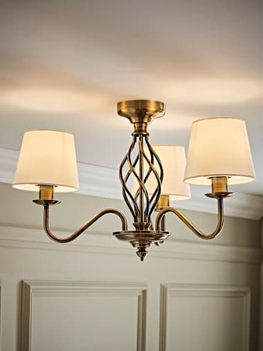 Memphis Antique Brass Twist 3-Way Chandelier