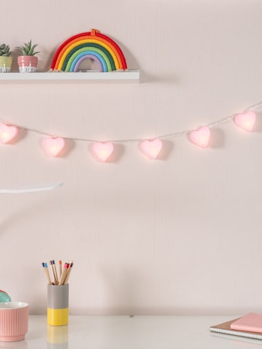 10 x Battery Operated Paper Hearts LED String Lights