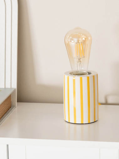 Mustardy Mustard Candy Stripe Ceramic Table Lamp