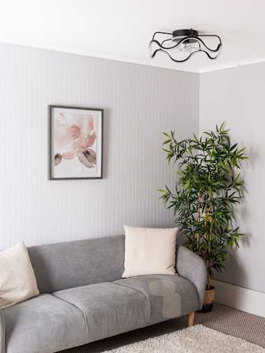 Infinity Wave Matte Black Wave Integrated LED Ceiling Fan with Remote Control