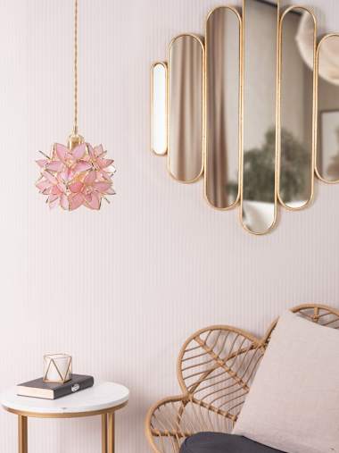Reine Pink Glass Flower Easy Fit Ceiling Shade
