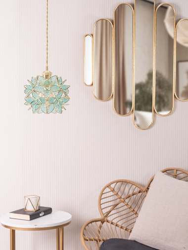 Reine Aqua Glass Flower Easy Fit Ceiling Shade