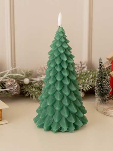 Battery Operated Green Tree LED Candle