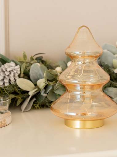 Amber Glass 21cm LED Tree