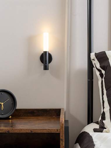 Oakley Black Rechargeable LED Wall Light with PIR Motion Sensor