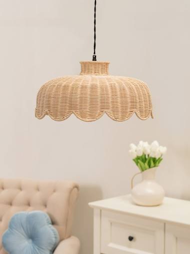 Naveah Scalloped Natural Rattan Ceiling Pendant Shade