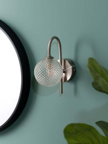 Elle IP44 Brushed Chrome Wall Light