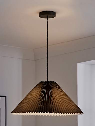 Black Pleated Shade Pendant Ceiling Light