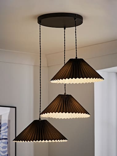 Black Pleated Shade Cluster Ceiling Light