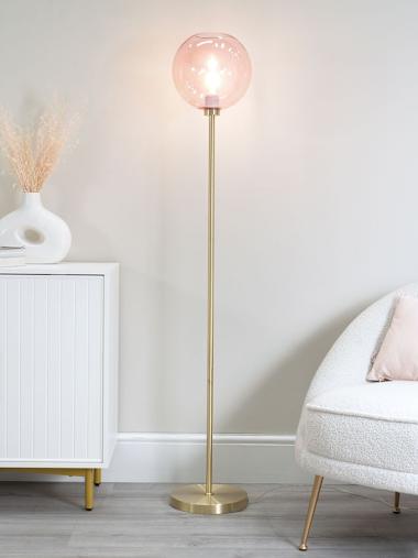 Gold and Pink Globe Floor Lamp