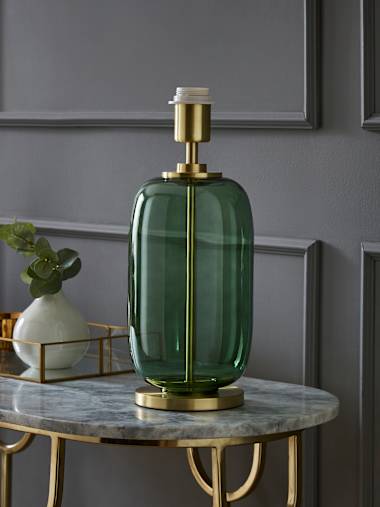 Forest Green Glass Table Lamp Base