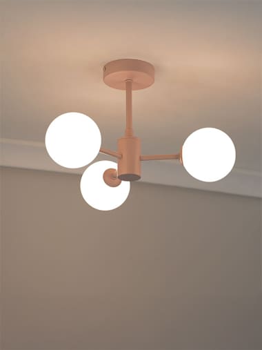 Marlow 3 Arm Blush Pink Flush Ceiling Light