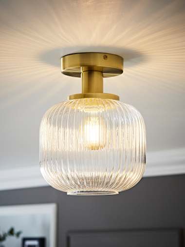 Calpe Clear Glass Flush Ceiling Light