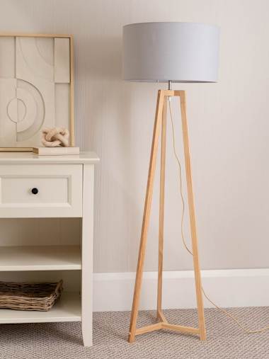 Natural Wood Tripod Floor Lamp Base