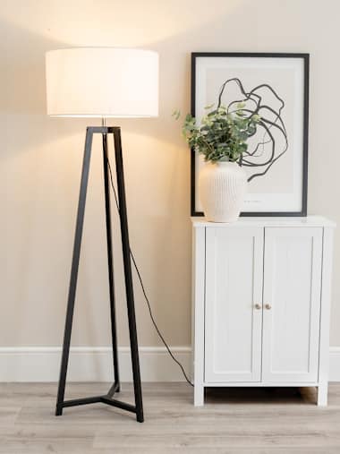 Lottie Base Only Tripod Floor Lamp in Black Wood
