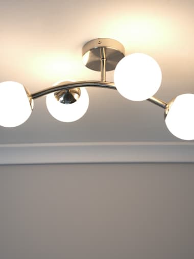 Jas Brushed Chrome 4-Way Flush Ceiling Light with Glass Globe Shades