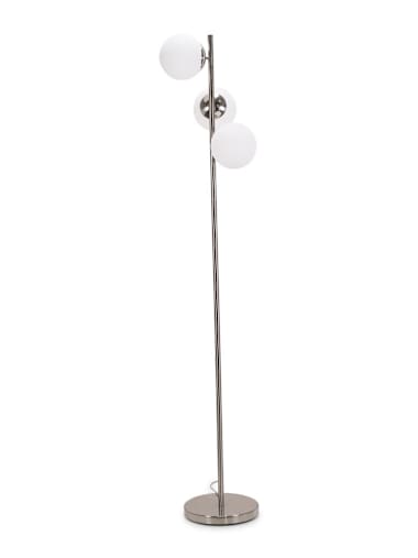 Jas Chrome 3-Way Floor Lamp with Glass Globe Shades