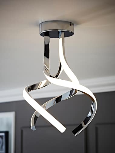 Brushed Chrome Integrated LED Twirl Ceiling Light