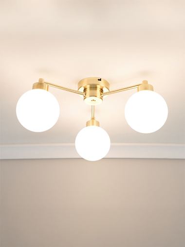 Jonah Brushed Gold 3 Arm Flush Ceiling Light