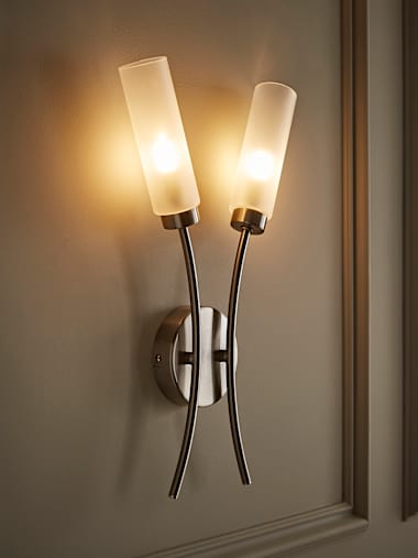 Maya 2 Arm Brushed Chrome Wall Light