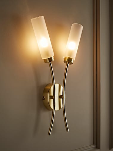 2 Arm Brushed Gold Wall Light