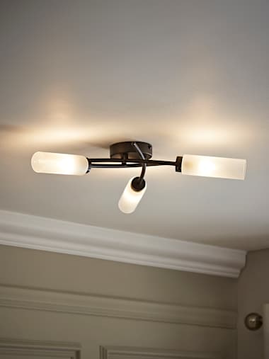 Maya 3 Arm Matte Black Flush Ceiling Light