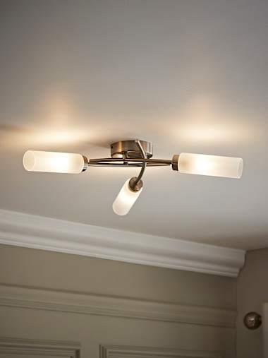 Maya 3 Arm Brushed Chrome Flush Ceiling Light