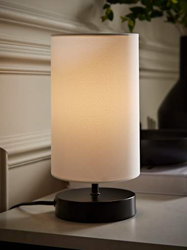 Francis Matte Black Touch Table Lamp with White Shade