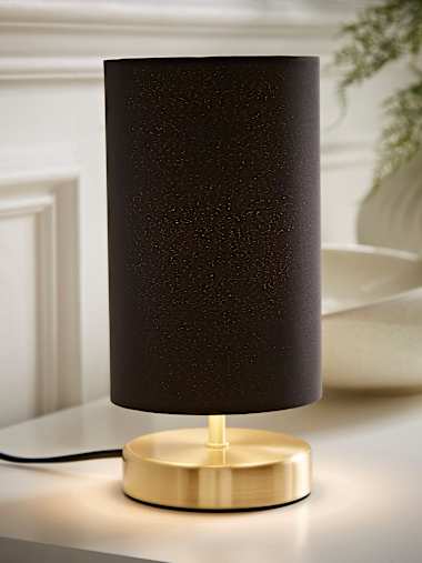 Brushed Gold Touch Table Lamp with Black Shade