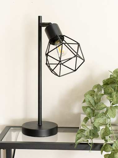 Angus Matte Black Geometric Desk Lamp
