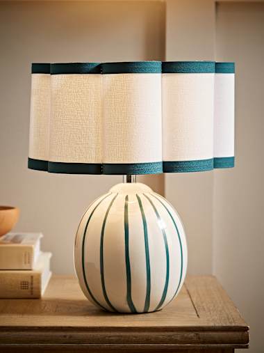 Sky Blue Striped Ceramic Table Lamp