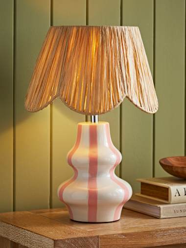 Perrie Blush Pink Striped Ceramic Table Lamp