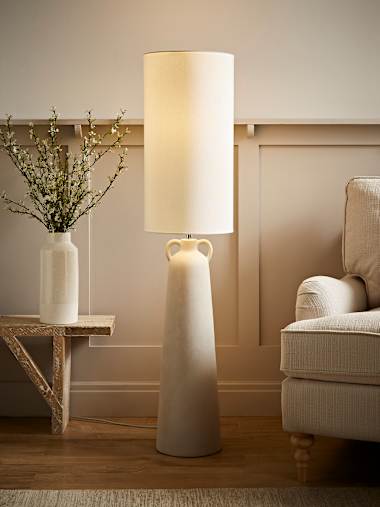 Grayson Ceramic Midi Floor Lamp with Cream Shade