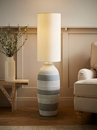 Deegan Ceramic Midi Floor Lamp with Cream Shade