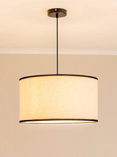 Eva Large Linen Drum Shade with Black Trim