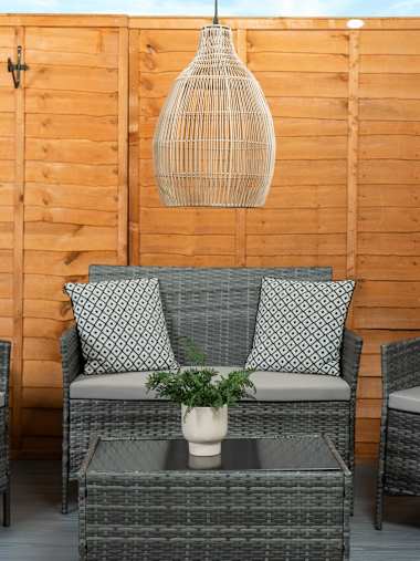 Teardrop Wicker Style Pendant Light