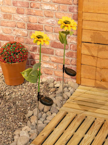 Pack of 2 Solar Sunflower Stake Lights
