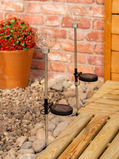 Pack of 2 Solar Globe Stake Lights