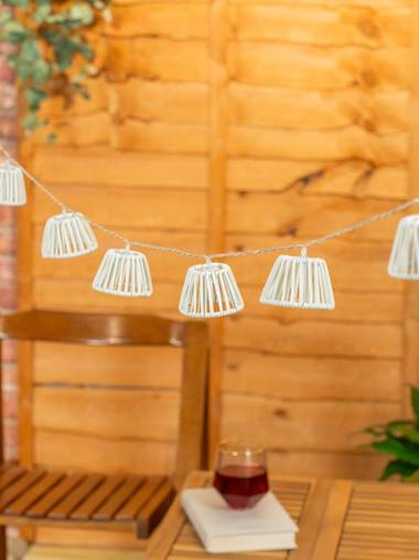 Outdoor Battery Powered White Rope Shade String Lights